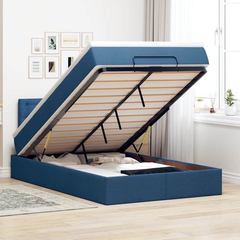 Ottomane Bett mit Matratze & LEDs Blau 120x190 cm Stoff vidaXL (1/5)