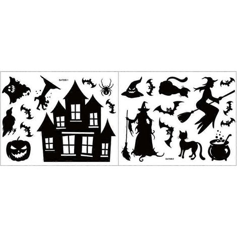 Gruselige Hexenburg-Fledermaus-Wandaufkleber zum Selbermachen für Fenster zur Halloween-Dekoration