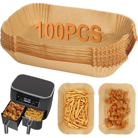Lot de 100 feuilles de papier sulfurisé jetables pour friteuses à air, de forme rectangulaire.-AquaForge (1/5)