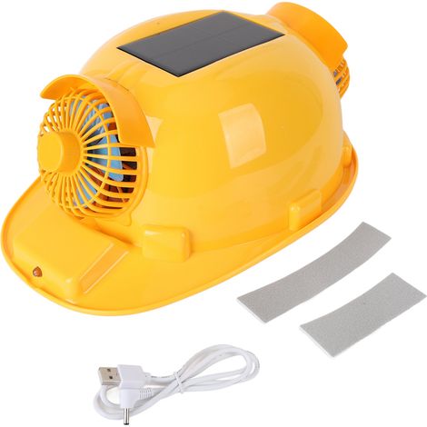 Casque de sécurité ventilé solaire rechargeable 2 pièces avec lumière LED, respirant pour chantier et bricolage (1/5)