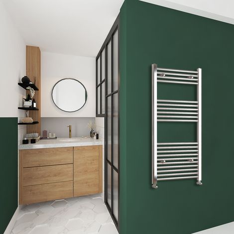 AICA 1200x400mm(HxW) Chrome Straight Central Heating Towel Rail Radiator (1/5)