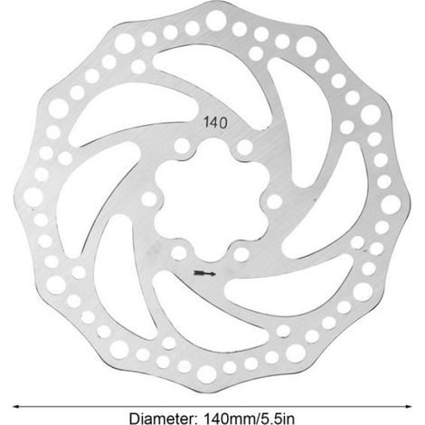 Rotor de frein à disque de vélo de 140 mm, disque de frein de vélo de conception creuse en acier avec dissipation thermique rapide, (1/4)