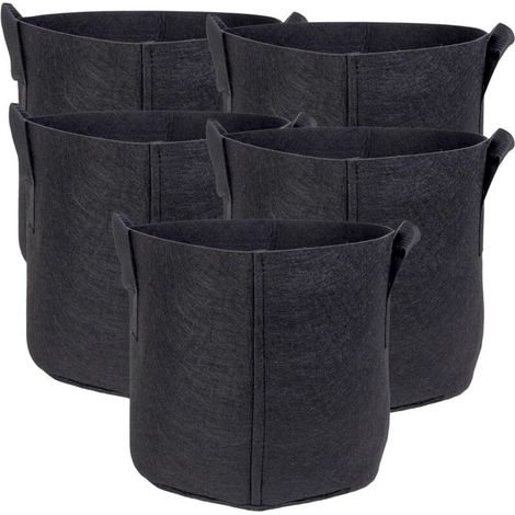 Lot 5 sacs de plantation en tissu non-tissé 20L 30x25cm - Poignées de transport - Pour pommes de terre, jardin, serre - Aération racinaire anti-tourbillonnement (1/5)
