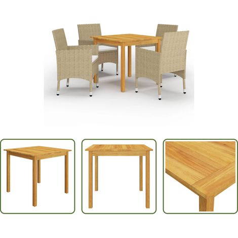 vidaXL Salle à manger extérieur - Ensemble à manger de jardin 5 pcs Beige (1/5)