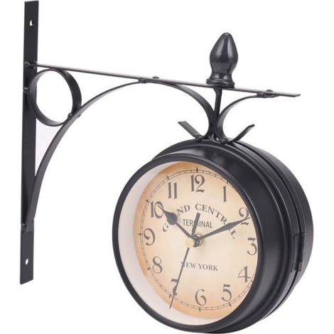 Horloge Murale Double Face de Style Européen Horloges Classiques Créatives Monochrome (1/4)