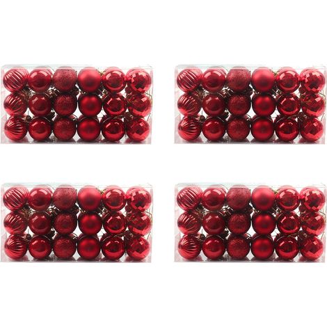 144 Piezas Bolas de Decoración de Árbol de Navidad, Colgante de Navidad, Baratijas de Árbol de Navidad, Bola Decorativa Festiva para Boda (Rojo) (1/4)