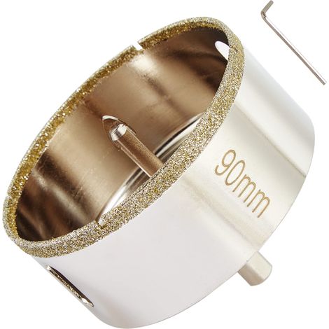Scie cloche diamant de 90mm avec foret pilote, pointe pour carrelage de 90mm avec foret de guidage au centre pour verre, porcelaine, carrelage, céramique, marbre et granit (1/5)