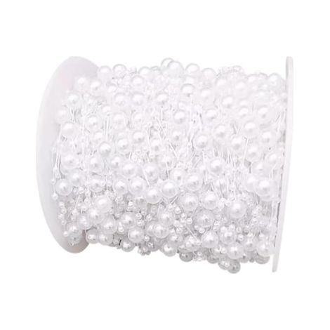 Guirlande de perles pour sapin de Noël (30 m) - Guirlande de perles en plastique - Décorations de mariage - Blanc (1/4)