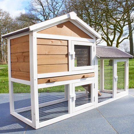 Bb-Loisir – Clapier enclos lapin extérieur en bois 146x50x86cm – Tiroir de nettoyage – Résistant aux intempéries – Accès facile par grandes portes