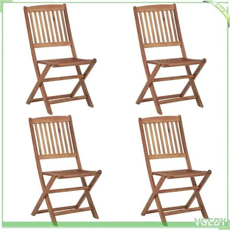 Chaise pliante de jardin - FAFEICY - 3064686 - Bois d'acacia massif - Coussins anthracite inclus - Lot de 4 pliables (1/5)