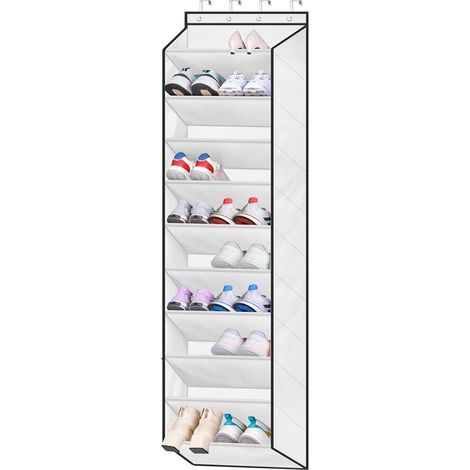Étagère à chaussures suspendue avec 10 grandes poches profondes - Organiseur de chaussures étroit à suspendre pour la porte, 30 paires de rangement à chaussures à suspendre pour baskets, bottes (1/5)