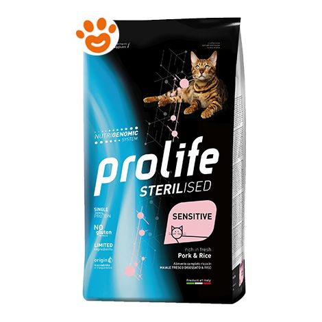 Prolife Cat Sterilised Sensitive Adult Maiale e Riso - Prolife Cat Sterilised Sensitive Adult Maiale e Riso - Sacco Da 7 Kg