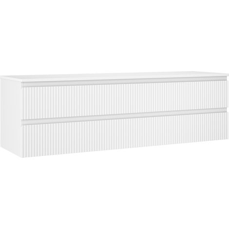 Mexen Rivel mobile bagno sotto lavabo 160 cm con piano, 2 cassetti, scanalato, bianco opaco - 91A20-16047-2-BFFC01 (1/5)