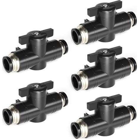 5 Vannes Sphériques Pneumatique 8mm – Raccords Commande Push To Connect BUC8 (1/5)
