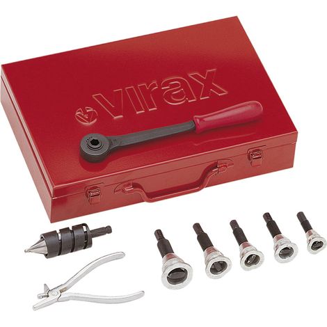 T-rax VIRAX juego de carraca 5 herramientas Ø12 a 22 mm con taladro y punzón - 252730
