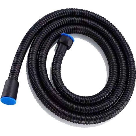 Tuyau de douche de qualité supérieure, 1,5 m en acier inoxydable de qualité supérieure, avec double tuyau de douche anti-torsion (noir) (1/5)
