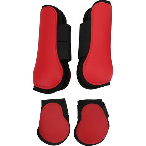 Ensemble de bottes de tendons de cheval, 4 pièces, coussin antidérapant doux, coque en PU pour chevaux, ensemble de rouge XL (1/5)