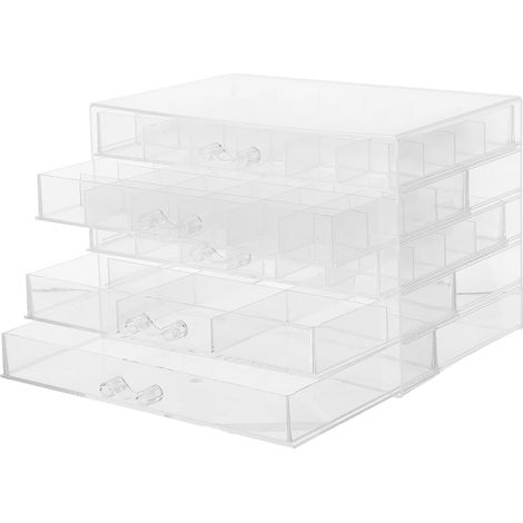 Boîte à Bijoux Transparente 5 Niveaux avec Tiroirs – Organisateur de Boucles D’Oreilles et Colliers – Rangement Compact Multi-Usages pour Chambre et Coiffeuse (1/5)