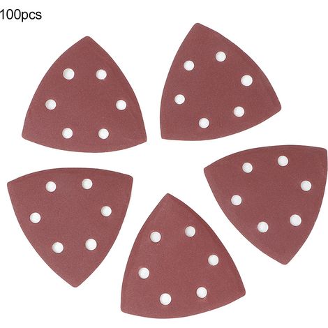 Disque abrasif triangulaire Toivize 90x90x90mm en alumine grain 180 avec 6 trous pour ponceuse lot de 100 pièces (1/5)