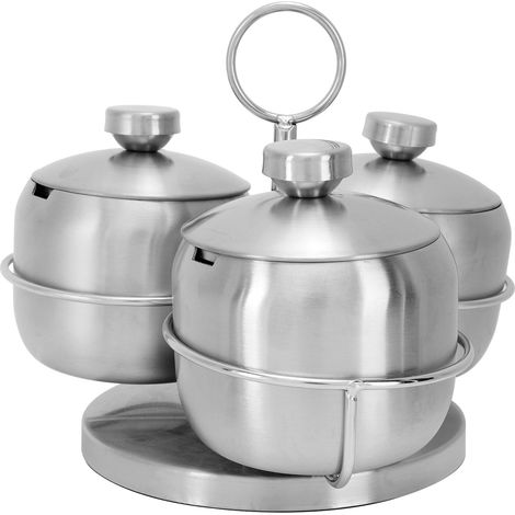 Ensemble de pots à épices rotatifs innovants avec couvercle et cuillère pour condiments, épices, sel et sucre. (1/5)