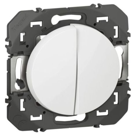 Double interrupteur ou va-et-vient dooxie 10AX 250V finition blanc - LEGRAND
