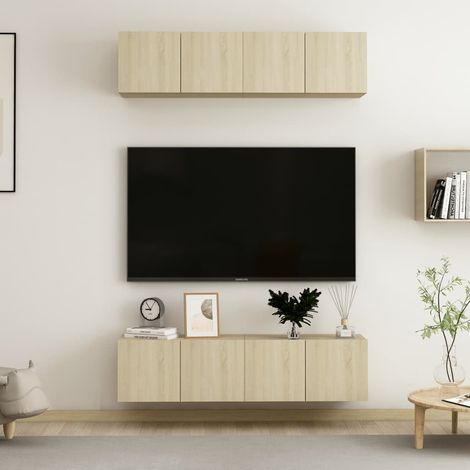 Juego de muebles de salón 4 piezas roble 60x30x30 cm (1/5)