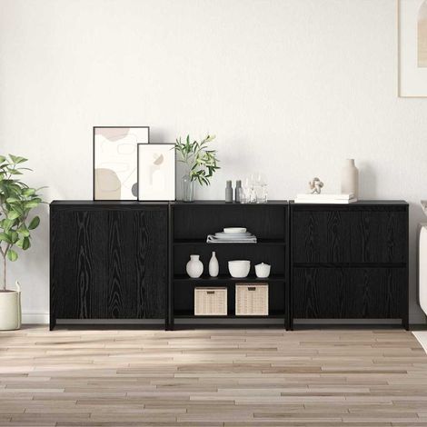 Buffet 3 pcs-Meuble de rangement Chêne noir 70 x 41 x 75 cm Bois d'ingénierie 653880 (1/5)