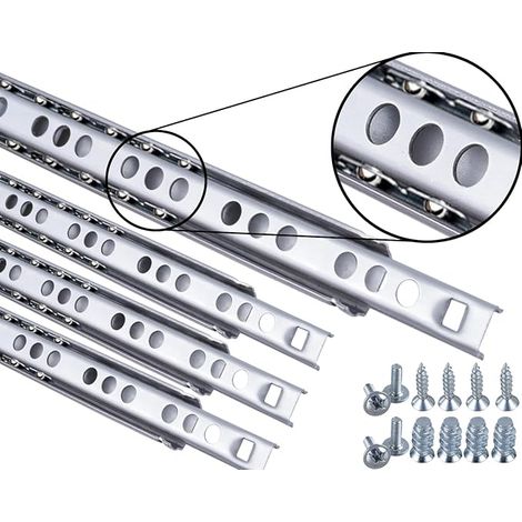 Schubladenschienen 4 STÜCK (2 Paar) Nuthöhe: 17mm / Länge 246mm Teilauszug Rollenauszug Kugelführung