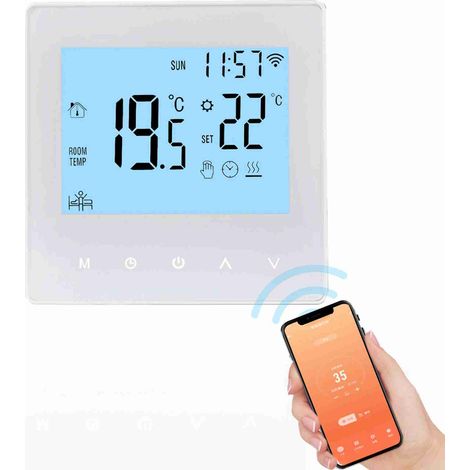 SJLERST Thermostat intelligent WiFi 3A pour le chauffage de l'eau, Thermostat programmable numérique à affichage LCD pour le chauffage par le sol, Thermostat mural (1/5)