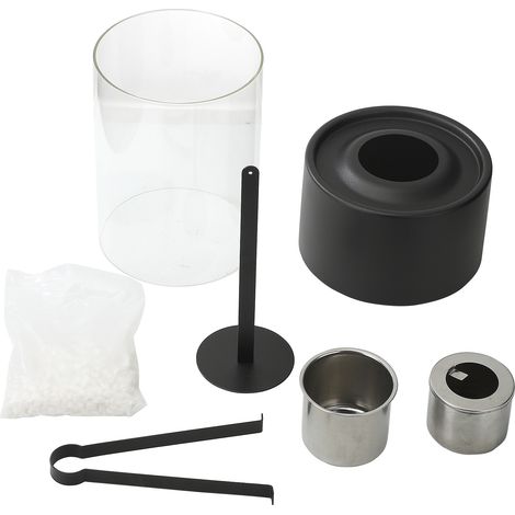 Tasse intérieure en verre de cheminée à alcool, coton ignifuge et pinces, Kit de foyer de table (1/5)