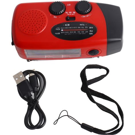 Radio météo AM/FM/NOAA à manivelle avec panneau solaire Toivize – 1200 mAh – Lampe – SOS – Charge rapide USB – Radio de survie pour trek, camping et urgence (1/5)