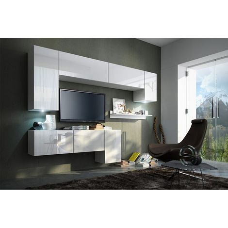 Ensemble meuble TV CONCEPT 5-HG-W-4-2B blanc brillant 157 cm (1/2)