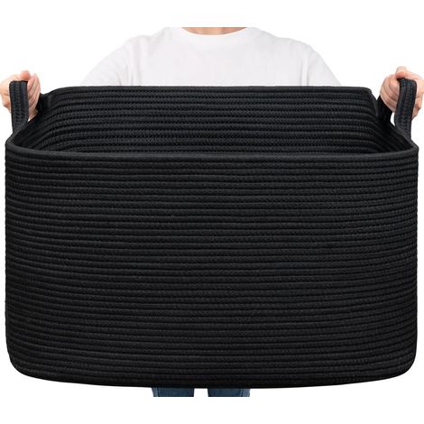 Grand panier de rangement 85 L tressé – Noir