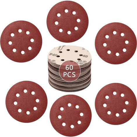 Lot de 60 disques abrasifs 125 mm pour polir le bois et le métal (20 x grain abrasif 1000/1500/2000). (1/5)