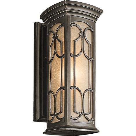 Elstead Franceasi - 1 leichte mittelgroße Wandlaterne im Freien, hell, altbronze IP44, E27 (1/4)