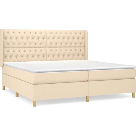 Maison Exclusive - Giroletto a Molle con Materasso Crema 200x200 cm in Tessuto (1/5)