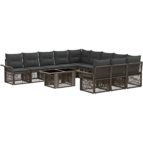 Conjunto de sofás de jardín 12 uds. Gris y Gris Oscuro vidaXL (1/5)