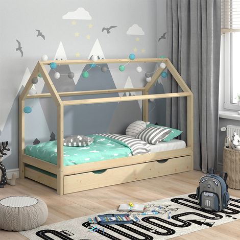Hausbett Wiki, Braun, 90x200 cm mit Gästebett, Vitalispa