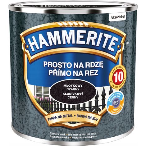 Pintura para metales Hammerite Straight to Rust, negro martillado, 0,25 L