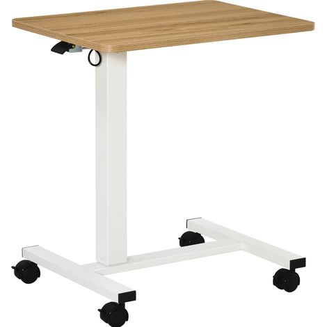 Bureau réglable en hauteur sur roulettes, format C compact pour télétravail, plateau 65 x 48 cm, 70 à 110 cm, structure acier et bois, 70 kg, gain de place - CHICFURN (1/5)