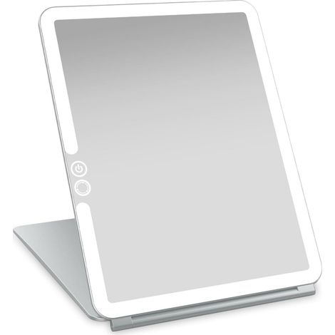 Miroir de maquillage de voyage avec éclairage LEDLumière 3 couleurs, compact, portable, éclairé, rechargeable, miroir lumineuxParfait pour les voyages, les besoins de