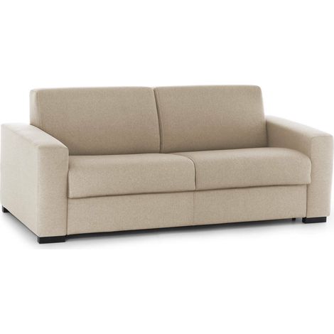 Dmora - Schlafsofa Dabaida, Großes 2-Sitzer-Sofa, 100% Made in Italy, Wohnzimmersofa mit drehbarer Öffnung, aus gepolstertem Stoff, mit schmalen Armlehnen, Cm 180x95h90, Beige