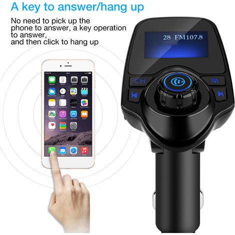 Kit mains libres Bluetooth sans fil T11 pour voiture, lecteur MP3, transmetteur FM et chargeur USB (1/5)