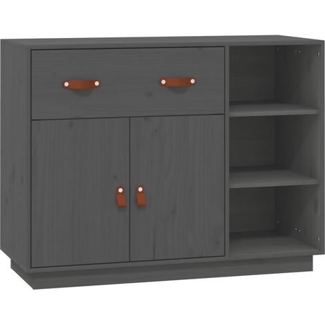 Credenza buffet cassettiera mobile contenitore organizer cucina soggiorno soggiorno 98,5 x 40 x 75 cm legno massello di pino grigio 020031811