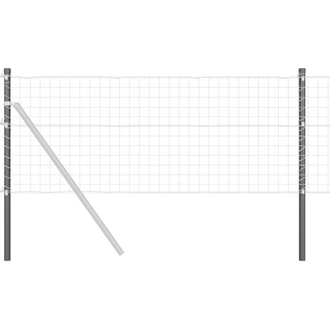 Poteau de clôture. 2 pcs Gris 50 cm Acier peint par poudre (1/5)