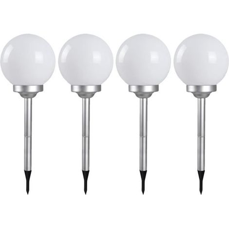 Boule lumineuse solaire - JUANIO - JUANIO - Lot de 4 - Diamètre 15 cm - Hauteur 52 cm