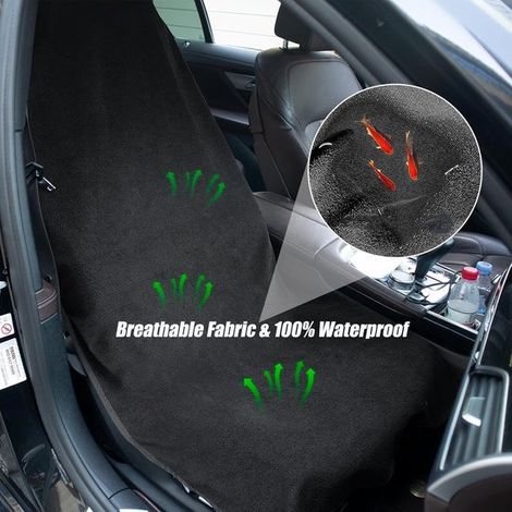 Fundas para asientos de coche, fundas universales de felpa para asientos delanteros, protección de asientos, protector de taller, negro (1/5)