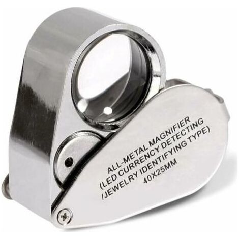 Loupe de bijoutier, grossissement 40x, loupe de bijoutier pliable avec lumière LED (reconnaissance des devises par LED/identification du type de loupe par les bijoutiers) (1/5)