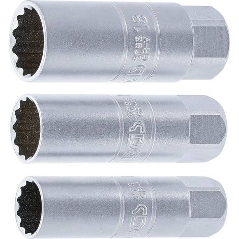 Jeu de Douilles pour Bougies d'Allumage 3 pcs - 14, 16, 18 mm, Transmission Carré 10 mm - Précision et Durabilité - D-Work