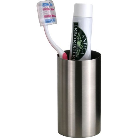 Bicchiere portaspazzolini d'appoggio in acciaio INOX AISI316L Pollini Acqua Desing AC16SP003AS Acciaio Inox